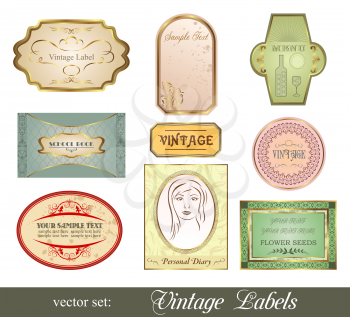 Illustration set retro variation vintage labels - vector