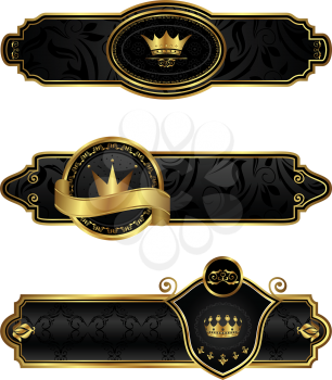 Illustration black-gold decorative frames - vector