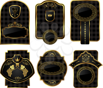 Illustration set black-gold decorative frames - vector