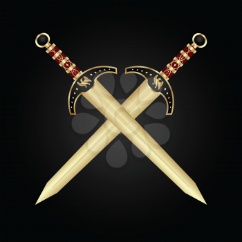 Illustration two medieval swords isolated - vector