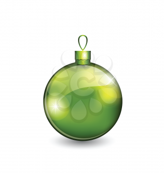 Illustration Christmas green ball isolated on white background - vector