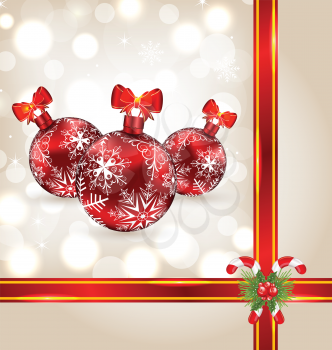 Illustration celebration background with Christmas balls and holiday decoration - vector