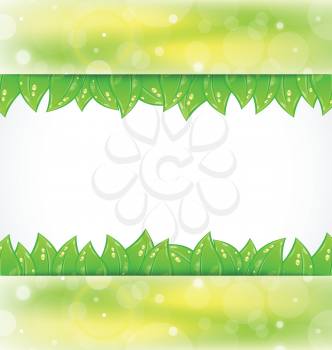 Illustration eco brochure with fresh green leaves - vector