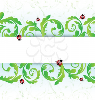 Illustration eco friendly background with ladybugs - vector