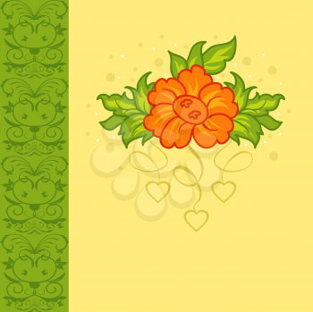 Illustration romantic card with flower - vector