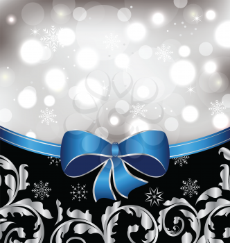 Illustration Christmas floral background, ornamental design elements - vector