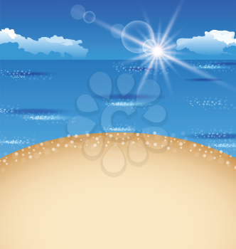 Illustration beautiful summer postcard with beach - vector