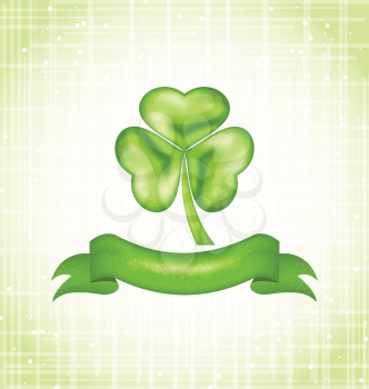 Illustration shamrock with ribbon for Saint Patrick day - vector 