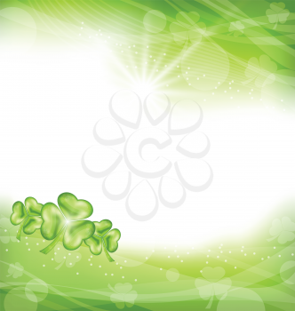 Illustration St. Patrick Day green clover background - vector