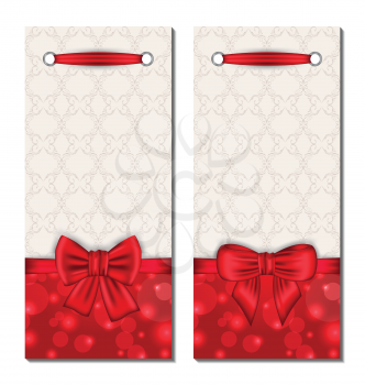 Illustration set of cute cards with gift bows - vector