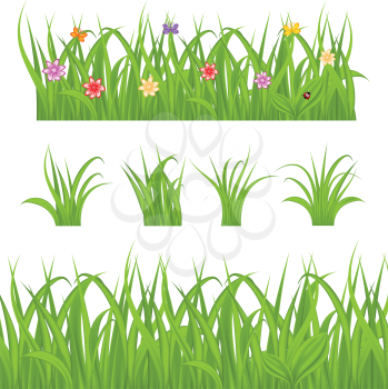 Illustration set green grass isolated on white background - vector