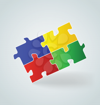 Illustration four colorful puzzle pieces - vector