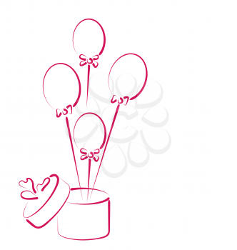 Illustration open gift box with balloons for your holiday -  