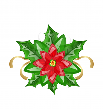 Illustration flower poinsettia for christmas decoration - vector