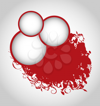 Illustration grunge background with red circles - vector