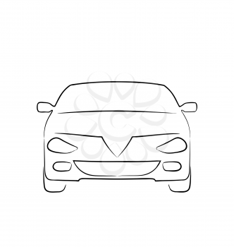 Illustration abstract car isolated on white background, front side - vector 