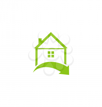 Illustration icon eco home with leaf isolated on white background - vector