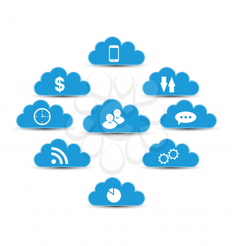 Illustration cloud computing and technology, infographic design elements - vector 