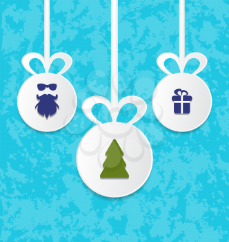 Illustration Christmas balls with decoration design elements - vector