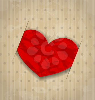 Illustration red crumpled paper heart for Valentine Day - vector