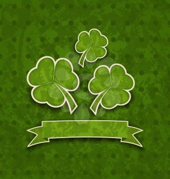 Illustration holiday background with clovers for St. Patrick's Day - vector