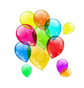 Illustration set colorful balloons on white background for your holiday - vector