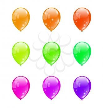 Illustration set colorful balloons isolated on white background (2) - vector