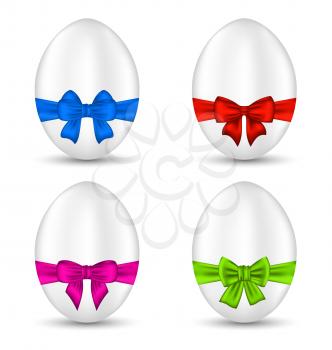 Illustration Easter set celebration eggs with colorful bows - vector