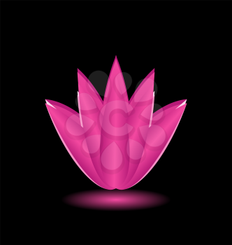 Illustration lotus flower isolated on black background - vector