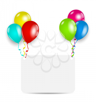 Illustration greeting card with colorful balloons - vector