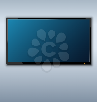 Illustration tft tv hanging on the wall background - vector