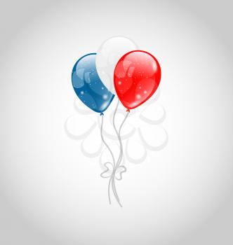Illustration flying balloons in american flag colors - vector