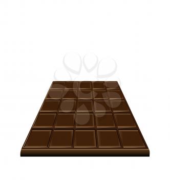 Illustration chocolate bar isolated on white background, sweet dessert - vector