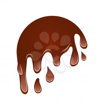 Illustration flow down chocolate blot, isolated on white background - vector