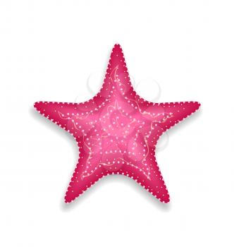 Illustration pink starfish isolated on white background - vector