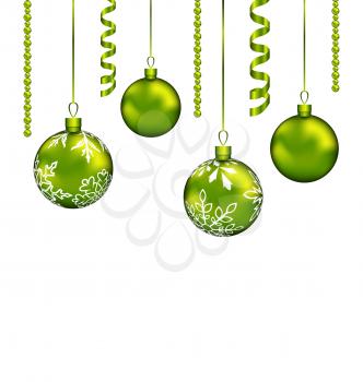 Illustration Christmas balls with streamer and copy space for your text - vector