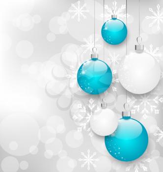 Illustration Christmas card with colorful balls and copy space for your text - vector