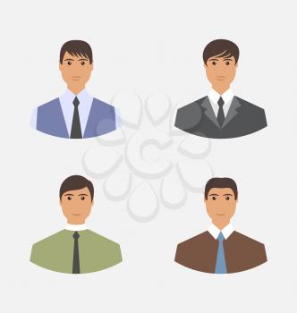 Avatar set front portrait office employee businessman for web design  - vector