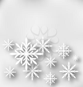 Illustration Christmas greeting card with paper snowflakes - vector