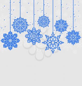 Illustration Christmas card with variation snowflakes - vector
