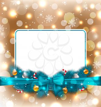 Illustration greeting elegant card with Christmas decoration - vector