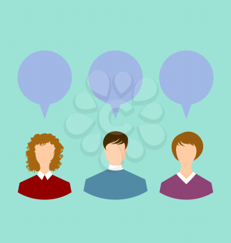 Illustration people with chat speech bubbles, social network - vector