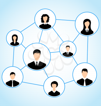 Illustration group of business people, social relationship - vector