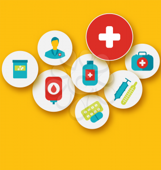 Illustration set colorful medical icons for your design - vector