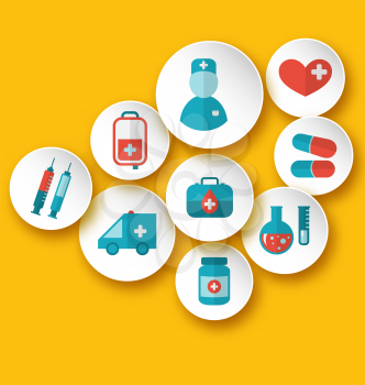 Illustration set medical icons for web design - vector