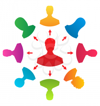 Illustration concept of leadership, colorful people icons - vector