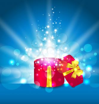 Illustration open round gift box for your holiday - vector 