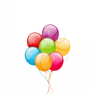 Illustration bunch colorful balloons isolated on white background - vector