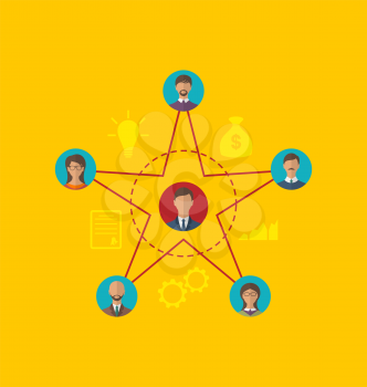 Illustration concept of leadership, community business people. Flat style icon - vector