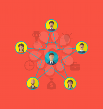 Illustration concept of leadership, community business people. Flat style icon - vector